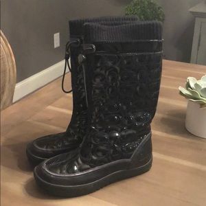 Coach patent snow boots